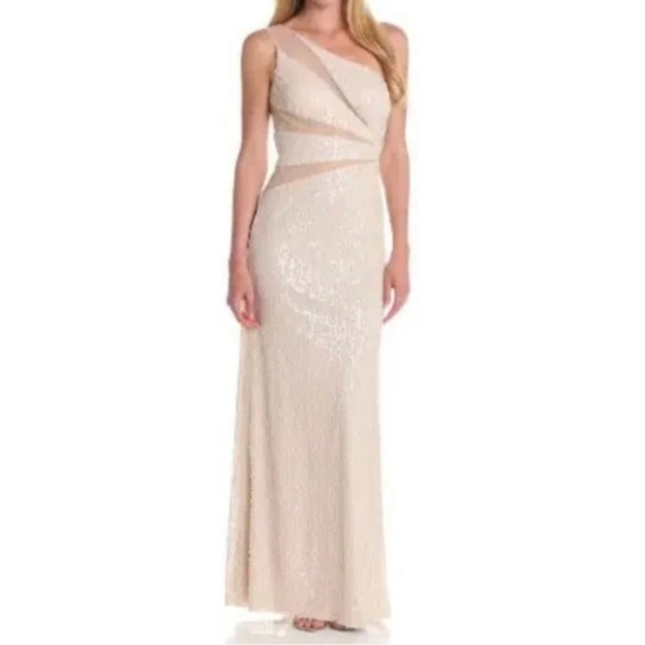 Adrianna Papell Hailey Sequin Mesh Cutout Gown US4 - Picture 2 of 8